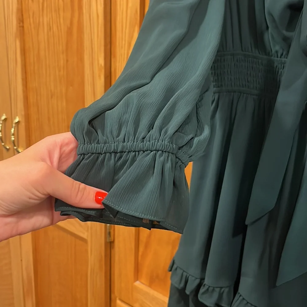 Green Ruffle Dress - Picture 3 of 5